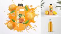 5085+ 200ml Clear Glass Bottle with Orange Juice PSD Mockup Elegant and Stylish Mockup