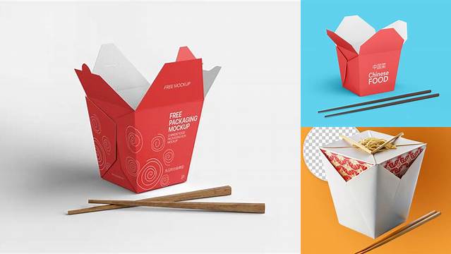 5085+ Chinese Takeout Box Mockup Fully Customizable Photoshop Freebie