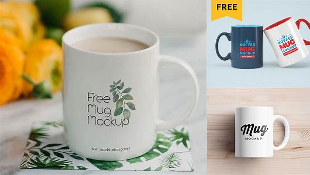 5091+ Glossy Mug PSD Mockup Front View Free Downloadable PSD