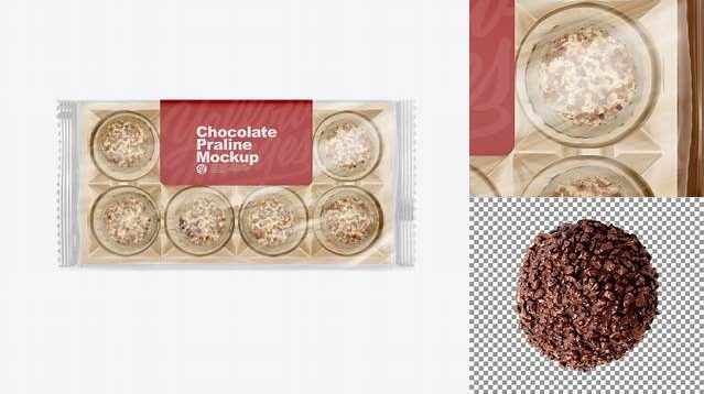 5093+ Chocolate Praline Pack PSD Mockup Top View Elegant and Versatile PSD Resource