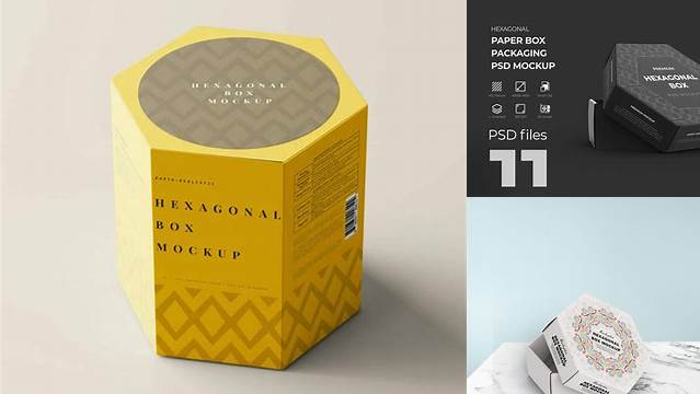 5096+ Hexagonal Box Mockup Easy Editable