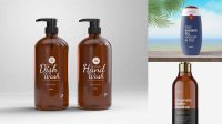 5098+ Amber Shower Gel Bottle with Pump PSD Mockup High-Quality Digital Mockup Resource