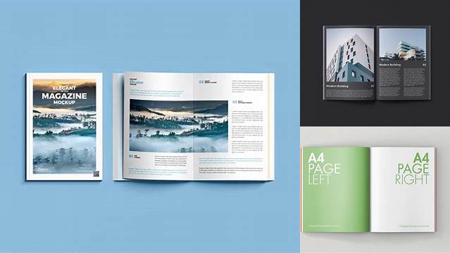 510+ Opened Textured Magazine PSD Mockup Top View High-End PSD Download