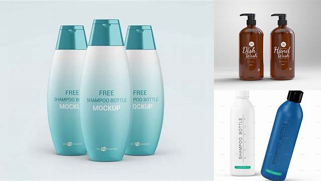 5102+ 500ml Shampoo Bottle with Lotion Pump PSD Mockup High-Resolution Graphic