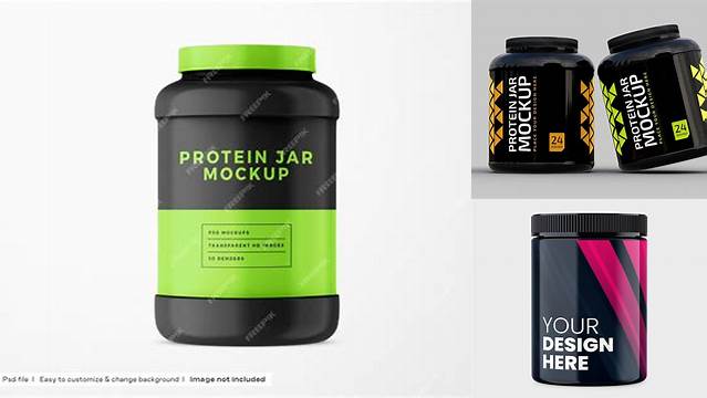 5103+ Glossy Plastic Protein Jar PSD Mockup Editable Design PSD File