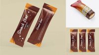 5105+ Glossy Snack Bar PSD Mockup Half Side Front View Editable and Customizable PSD