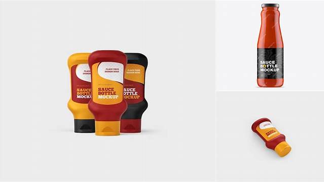 5107+ Plastic Container With Sauce PSD Mockup Front & Top Views Download Now Free PSD Template