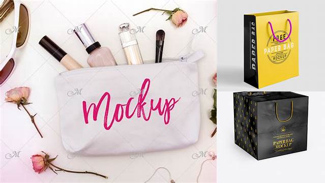 5108+ Glossy Cosmetic Bag PSD Mockup Fully Customizable Mockup PSD Free