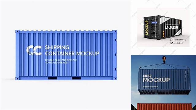 5110+ 20F Shipping Container PSD Mockup Side View Free Mockup PSD Template