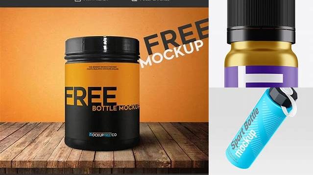 5111+ Metallic Plastic Sport Nutrition Bottle PSD Mockup Front View Professional Editable Freebie PSD