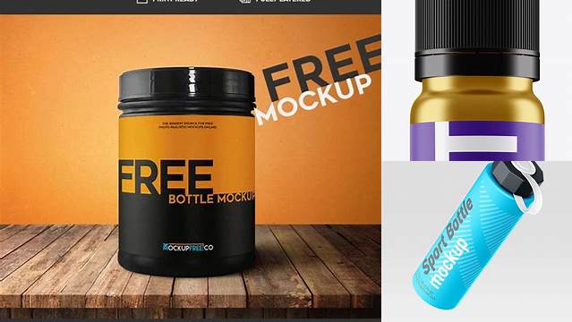 5111+ Metallic Plastic Sport Nutrition Bottle PSD Mockup Front View Professional Editable Freebie PSD