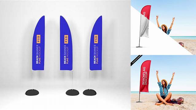 5113+ Beach Flag Mockup Psd Layered Photoshop Template