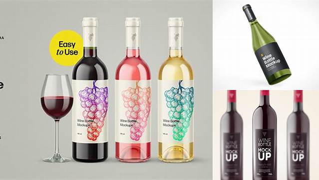 5116+ Glass Pink Wine Bottle PSD Mockup Creative Photoshop Resources