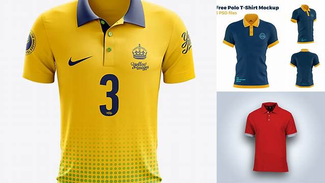 5116+ Soccer Polo T-Shirt PSD Mockup Front View High-Resolution PSD Download