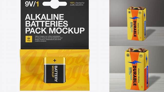 5117+ Pack Battery 9V PSD Mockup Front View Exclusive Free Creative Resource