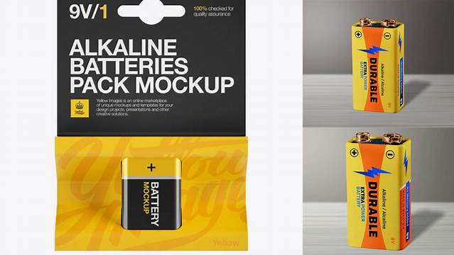 5117+ Pack Battery 9V PSD Mockup Front View Exclusive Free Creative Resource