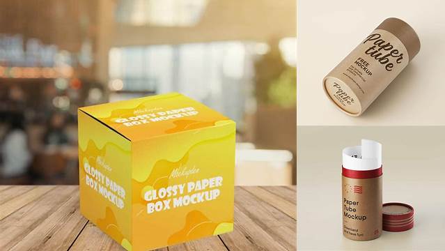 512+ Paper Box with Glossy Tube PSD Mockup Layered PSD File Free Download