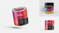 5120+ Metallic Paint Can PSD Mockup High-Angle Shot Free Graphic Design Resource