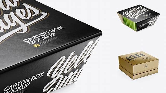 5121+ Box With Metallic Cup PSD Mockup Half Side View High-Angle Shot Custom Design Freebie PSD