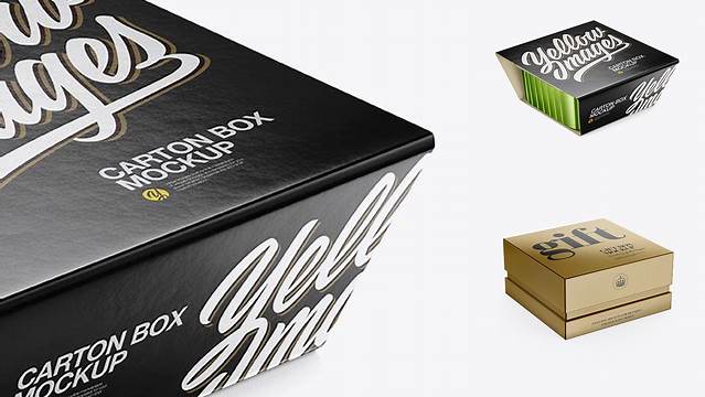 5121+ Box With Metallic Cup PSD Mockup Half Side View High-Angle Shot Custom Design Freebie PSD