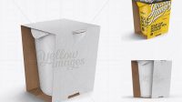 5126+ Soup Cup in Paperboard Box PSD Mockup / Front 3/4 View High-Angle Shot Smart Object Free Photoshop File