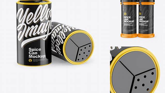 5138+ Two Glossy Spice Cans PSD Mockup Customizable Design Files