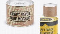 514+ Small Kraft Paper Tube with a Convex Lid and a Paper Label High-Angle View Editable Graphic Free PSD