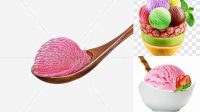 5141+ Wooden Spoon With Strawberry Ice Cream Advanced Photoshop Design Free