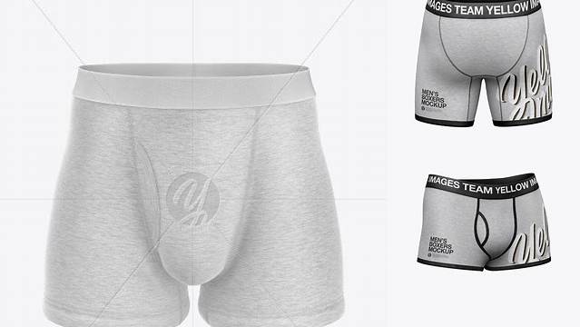 5142+ Melange Men's Boxer Briefs PSD Mockup Back View Professional Photoshop Design Freebie