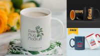 5143+ Regular Coffee Mug PSD Mockup – Front View High Angle Shot Free Mockup Templates