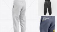 5144+ Men's Cuffed Sweatpants PSD Mockup Back Right Half-Side View Elegant PSD Mockup