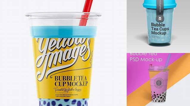 5145+ Blue Raspberry Bubble Tea Cup PSD Mockup Free PSD