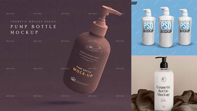 5146+ Matte Bottle With Pump PSD Mockup Creative Digital PSD Download