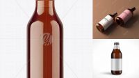 5148+ Amber Glass Drink Bottle PSD Mockup Editable Photoshop File