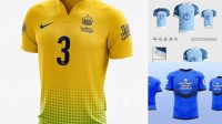 5148+ Soccer Jersey PSD Mockup Halfside View Exclusive Free Photoshop Asset