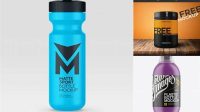 515+ Matte Plastic Sport Nutrition Bottle PSD Mockup Front View High-Angle Shot Free Graphic Mockup PSD