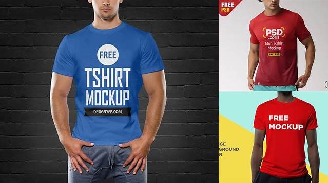 5150+ Men's T-Shirt PSD Mockup Front View Smart Object PSD Free Resource