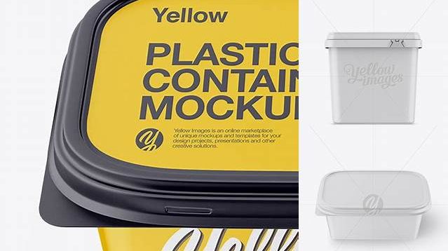 5151+ Matte Plastic Container PSD Mockup Front View High-Angle Shot Editable Mockup PSD