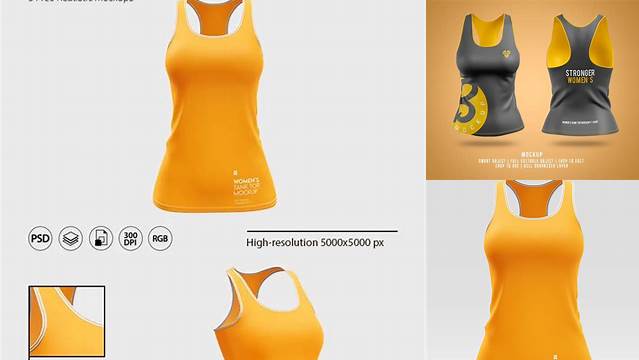 5151+ Women`s Tank Top PSD Mockup Front View Creative and Modern PSD Freebie