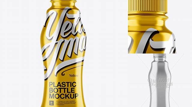 5155+ Plastic Bottle with Metallic Shrink Sleeve PSD Mockup Front View Free PSD