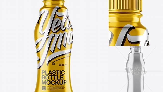 5155+ Plastic Bottle with Metallic Shrink Sleeve PSD Mockup Front View Free PSD