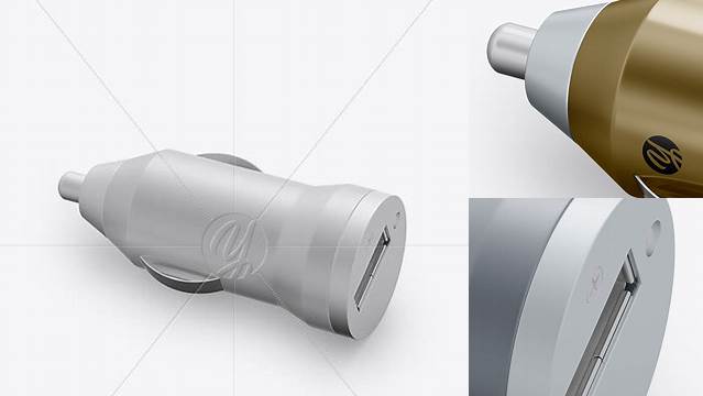 5157+ Metallic USB Car Charger PSD Mockup Half Side View Versatile PSD Mockup File