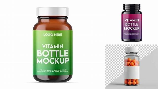 5158+ Vitamin Bottle PSD Mockup High-Resolution Graphic