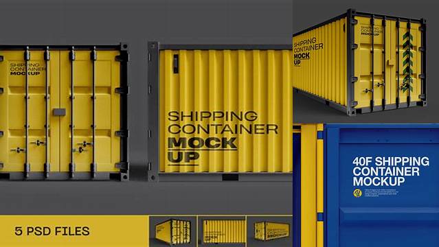 516+ 40F Shipping Container PSD Mockup Front View Fully Customizable Mockup PSD Free