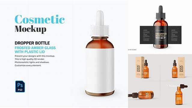 5164+ Opened Amber Glass Dropper Bottle PSD Mockup Creative Design Mockup