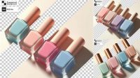 5169+ Nail Polish Bottle in Transparent Box PSD Mockup Front View Elegant and Versatile PSD Resource