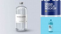 517+ Clear Glass Blue Drink Bottle PSD Mockup Elegant and Versatile PSD Resource