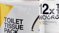 5171+ 12x Toilet Tissue Pack PSD Mockup Half Side View Layered Photoshop Template