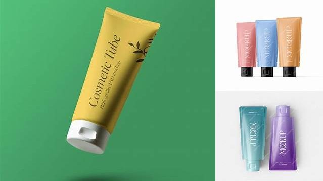 5173+ Matte Cosmetic Plastic Tube PSD Mockup Front View Advanced Editable PSD