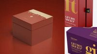 5174+ Opened Matte Gift Box PSD Mockup Half Side View Digital Resource Free Download